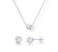 XFSRG Joyas de Mujer Elegantes con Perlas Naturales Conjunto Collar y Pendientes Joyería de Moda para Todas las Ocasiones (Plateado)