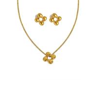 XFSRG Joyas de Mujer Elegantes Conjunto de Collar y Pendientes de Flor Dorados para Ocasiones Especiales