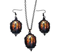 XFSRG Joyería De Halloween Conjunto De Joyas De Bruja Retro Collar Gótico Y Pendientes Para Mujer Fiesta De Disfraces