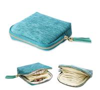 XFSRG Joyeros Mujer Organizador con Flecos de Viaje Antiarañazos y Portátil Bolsa para Anillos Pendientes Collar(Azul pavo real)