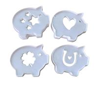 XFSRG Juego 4 Piezas Molde de Silicona Cerdito de la Suerte Trébol Cuatro Hojas Moldes Velas Creativo Adornos Decorativos Adecuado para Velas Perfumadas Jabones Artesanales Chocolate