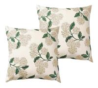 XFSRG Juego de 2 Fundas de Cojines 45 x 45 cm de Lino Estampado Hortensias Funda de Almohada Cojín Exterior para Sofá Salón Dormitorio Decoración Natural (Rosa Claro)