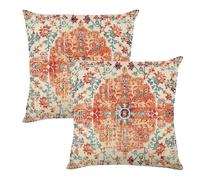 XFSRG Juego de 2 Fundas de Cojines 45x45 cm Funda Cojín Boho Vintage en Lino Transpirables y Resistentes para Sofá Jardín Dormitorio y Exterior Confortables y Duraderas (Naranja)