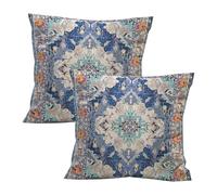 XFSRG Juego de 2 Fundas de Cojines 45x45 cm Funda Cojín Boho Vintage en Lino Transpirables y Resistentes para Sofá Jardín Dormitorio y Exterior Confortables y Duraderas (Azul)