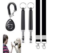 XFSRG Juego de 5 Silbato para Perros 2 Piezas Profesional Silbato Ultrasónico de Metal Perros de Frecuencia Ajustables con Cordón y Llavero 1 Clicker Adiestramiento y para Callar Perros