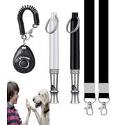 XFSRG Juego de 5 Silbato para Perros 2 Piezas Profesional Silbato Ultrasónico de Metal Perros de Frecuencia Ajustables con Cordón y Llavero 1 Clicker Adiestramiento y para Callar Perros