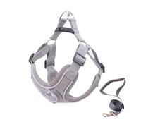 XFSRG Juego de ArnéS y Correa para Perro Sin Tirar, Ajustable Reflectante Cachorros, Chaleco Acolchado para Mascotas PequeñAs Medianas(Gris XS)
