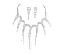 XFSRG Juego de Joyas Mujer Set Collar y Pendientes Pulpo con Strass Halloween Elegante Bisutería Moderna para Fiestas Eventos y Ceremonias (Blanco)