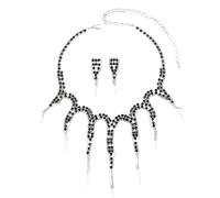 XFSRG Juego de Joyas Mujer Set Collar y Pendientes Pulpo con Strass Halloween Elegante Bisutería Moderna para Fiestas Eventos y Ceremonias (Negro)