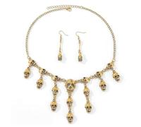 XFSRG Juego de Joyas para Mujer Collar et Boucles D'oreilles de Halloween Borla de Calavera Pirata Vintage Gótica pour Fête d'Halloween Accessoires (Oro)