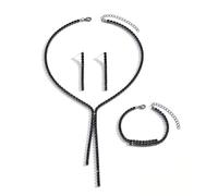 XFSRG Juego de Joyas para Mujer Collar y Pendientes de Novia Juego de Pulsera Elegante Joyas Brillantes Ceremonia para Mujeres y Novias (Negro)