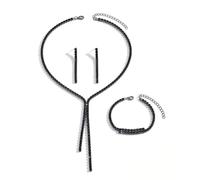 XFSRG Juego de Joyas para Mujer Collar y Pendientes de Novia Juego de Pulsera Elegante Joyas Brillantes Ceremonia para Mujeres y Novias (Negro)