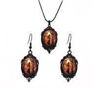 XFSRG Juego De Joyas Vintage Con Colgante Y Pendientes De Mujer Con Diseño De Bosque Misterioso Para Eventos Especiales (B)