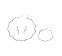 XFSRG Juegos de Joyas Mujer Conjunto de Joyas Novia y Dama Strass Brillante Collar Pendientes Pulsera Set Bisutería para Bodas y Fiestas (Plata)