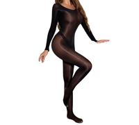 XFSRG Lenceria Erótico Mujer Body Manga Larga Sexy Medias de Una Pieza Transparente Abierto Bodysuit Semitransparente para Fiesta San Valentín Cita Romántica