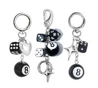 XFSRG Llavero Colgante Dados y Bola 8 Keychain Unisex 3 Piezas Dijes para Bolsos Accesorio para Monederos Colgante Decorativo Llavero Metálico Bag Charms Regalos Originales