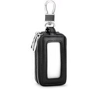 XFSRG Llavero Rectangular Organizador Cuero Cremallera Mosquetón Ventana Transparente Bolsillo Portallaves Hombre