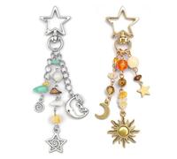 XFSRG Llaveros con Diseño de Estrella y Sol y Luna Y2K Llavero Borla y Colgantes con Cierres Bolso Colgante Colgante para Cartera Bolso Teléfono Coche