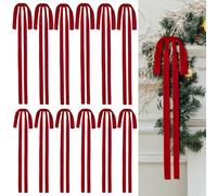 XFSRG Lote de 12 Lazos de Terciopelo 40 x 60 cm Lazos de Navidad Decoración Navideña para Árbol Regalos Puertas Ventanas e Interiores (Rojo)