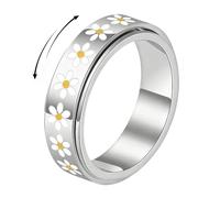 XFSRG Margarita Anillo Giratorio Antiestrés para Mujer Anillos Fidget de Acero Inoxidable Chapado Estrés Ansiedad Para Uso Diario Relajación Oficina Escuela