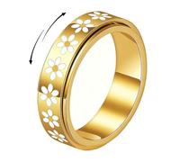 XFSRG Margarita Anillo Giratorio Antiestrés para Mujer Anillos Fidget de Acero Inoxidable Chapado Estrés Ansiedad Para Uso Diario Relajación Oficina Escuela