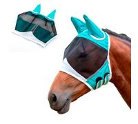 XFSRG Mascara Antimoscas Caballo Poliéster Máscara Moscas Caballo Full Orejeras Accesorios para Exterior (Azul, M)