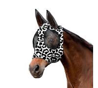 XFSRG Mascara Antimoscas Caballo Transpirable Leopardo Gran Espacio Protección UV Antimosquitos Moscas con Orejeras para Uso Diario(Negro/M)