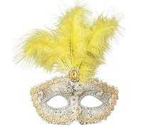 XFSRG Máscara Mascarada Para Mujeres Con Plumas Como Máscara Carnaval Veneciana Para Bailes De Máscaras Baile De Graduación Y Ocasiones Festivas (Amarillo)