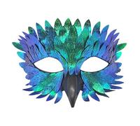 XFSRG Máscara Veneciana de Plumas Coloridas para Adultos Máscara Carnaval para Hombre y Mujer Accesorios de Disfraz Elegantes y Sofisticados (Verde)