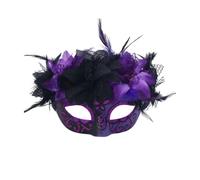 XFSRG Mascara Veneciana Hombre Mujer Plumas Florales Artificiales Mascara Disfraz Acabado Pintado Brillante Mascaras Carnaval Elegantes y Misteriosas Adecuado para Carnavales Fiestas Cosplay (Púrpura)