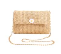 XFSRG Monedero de Embrague Mujer de Paja Elegante Verano Crossbody Bohemio Vintage Moda Tejidas Envelope Clutches con Cadena para Playa Boda Vacaciones Fiesta