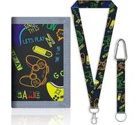 XFSRG Monedero Infantil Dinosaurio Trifold Lona Cordón Desmontable Mosquetón Bolsillo Escolar Niños