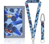 XFSRG Monedero Infantil Dinosaurio Trifold Lona Cordón Desmontable Mosquetón Bolsillo Escolar Niños