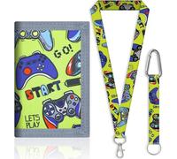 XFSRG Monedero Infantil Dinosaurio Trifold Lona Cordón Desmontable Mosquetón Bolsillo Escolar Niños