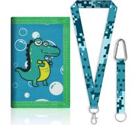 XFSRG Monedero Infantil Dinosaurio Trifold Lona Cordón Desmontable Mosquetón Bolsillo Escolar Niños