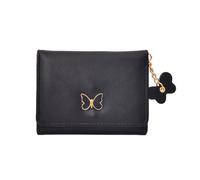 XFSRG Monedero Mujer Pequeño Cuero PU Mini Billetera Corta Liso y Suave Tarjetas de Crédito Carteras Las Señoras con Ranuras(Negro)