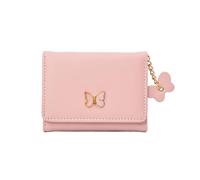 XFSRG Monedero Mujer Pequeño Cuero PU Mini Billetera Corta Liso y Suave Tarjetas de Crédito Carteras Las Señoras con Ranuras(Rosa)