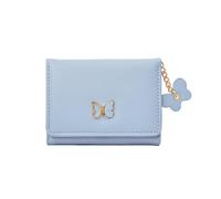 XFSRG Monedero Mujer Pequeño Cuero PU Mini Billetera Corta Liso y Suave Tarjetas de Crédito Carteras Las Señoras con Ranuras(Azul)