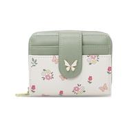 XFSRG Monedero para Mujer Pequeño Mini Cartera con Estampado de Flores y Mariposas Bolsillo para Monedas y 4 Ranuras para Tarjetas Carteras Compacta para Chicas (Verde)