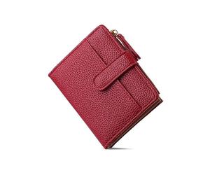 XFSRG Monederos para Mujer Cartera de Cuero PU Formato Corto con Cremallera Suave y Cómoda Tarjetero Minimalista (Rojo)
