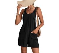 XFSRG Mono Mujer Verano Corto Sexy Sin Mangas Color Sólido Jumpsuit Mujeres Confort Mono Negro Playsuit Fascinante Holgado Monos