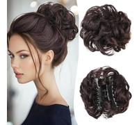 XFSRG Moño Postizo de Pelo Natural para Mujer Extensiones de Cabello Humano con Clip Moño Rizado para Peinados Elegantes y Fáciles Ideal para Uso Diario y Eventos Especiales