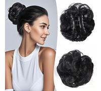 XFSRG Moño Postizo de Pelo Natural para Mujer Extensiones de Cabello Humano con Clip Moño Rizado para Peinados Elegantes y Fáciles Ideal para Uso Diario y Eventos Especiales