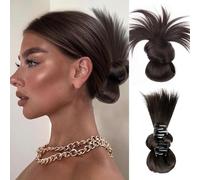 XFSRG Moño Postizo Extensiones de Pelo Sintético Peinado Recogido Cabello Natural Voluminoso con Pinzas de Garra para Mujeres el Uso Diario (Marrón oscuro)