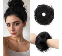 XFSRG Moño Postizo Extensiones Pelo Natural Elástico Sintético Coletero Postizos Diaria para Mujeres y Niñas(Negro natural)