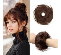 XFSRG Moño Postizo Extensiones Pelo Natural Elástico Sintético Coletero Postizos Diaria para Mujeres y Niñas(Marrón claro)