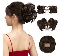 XFSRG Moño Postizo Extensiones Pelo Natural Moño Postizo Despeinado Ajustable Extensión Cabello Sintético Peinado Alto Rizado Accesorio Pelo Natural(Marrón 1)