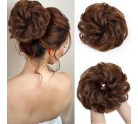 XFSRG Moño Postizo Rizado Cabello Sintético Natural Voluminoso Extensión Pelo Coletero Elástico Peinado Recogido Elegante