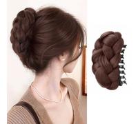 XFSRG Moño Trenzado Postizos Moño Postizo pelo Natural Scrunchie Peluca Updo Natural de Sintética Resistente Cabello Postizo Coletero Peluca Peinado（Marrón oscuro）