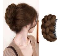 XFSRG Moño Trenzado Postizos Moño Postizo pelo Natural Scrunchie Peluca Updo Natural de Sintética Resistente Cabello Postizo Coletero Peluca Peinado（Marrón claro）